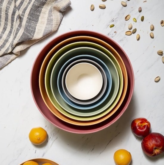 Seven bowls stacked inside one another