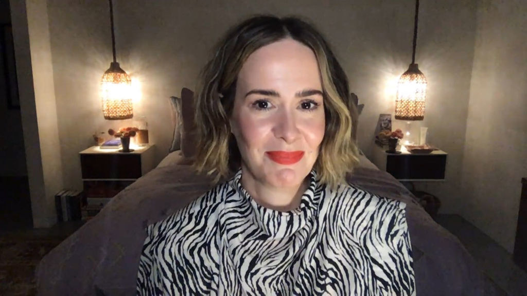 Sarah Paulson on &quot;Watch What Happens Live with Andy Cohen&quot; livestreaming from her house