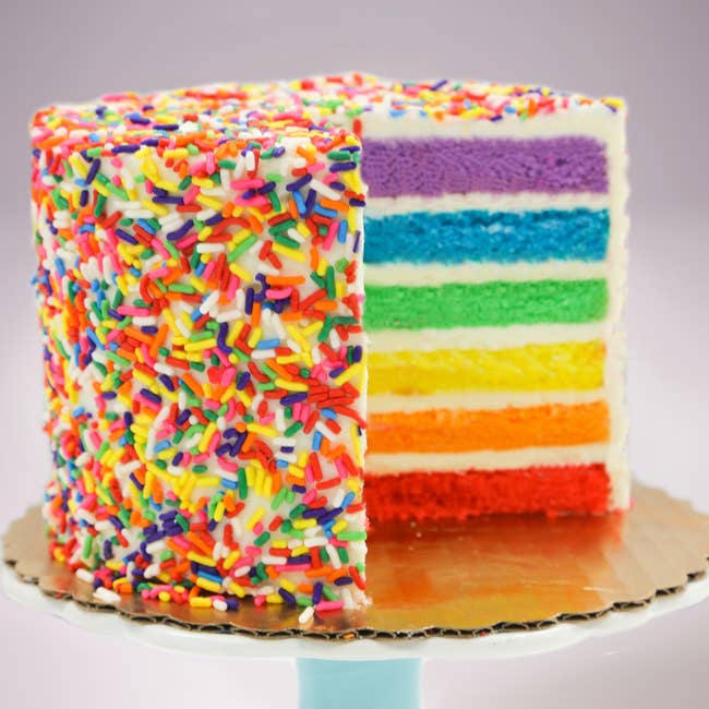 the cake with rainbow sprinkles 