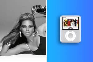 Beyonce dancing in her music video for Single Ladies next to an ipod nano