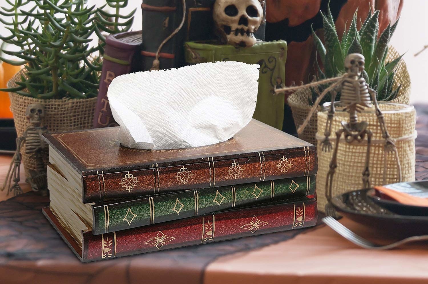 the book stack tissue box holder
