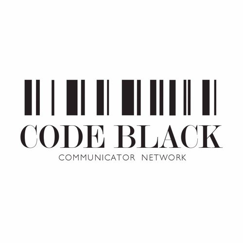 An illustration of a barcode with the title Code Black Communicator Network below it