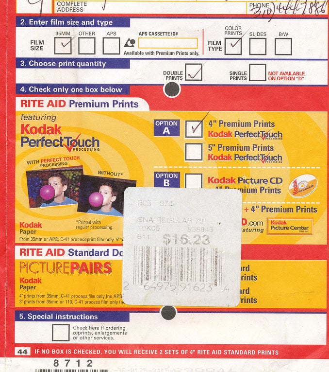 An envelope for Kodak photo development