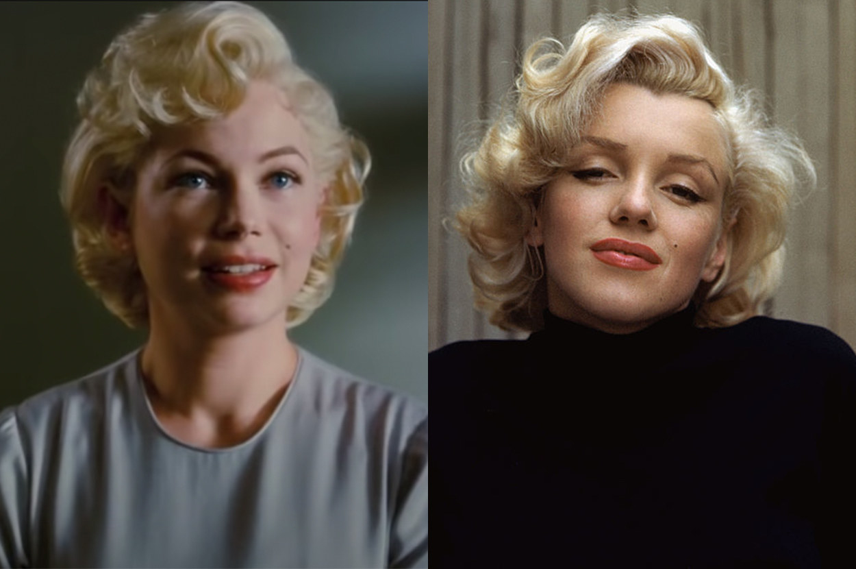 Michelle sports Marilyn&#x27;s iconic blonde hairstyle and beauty mark