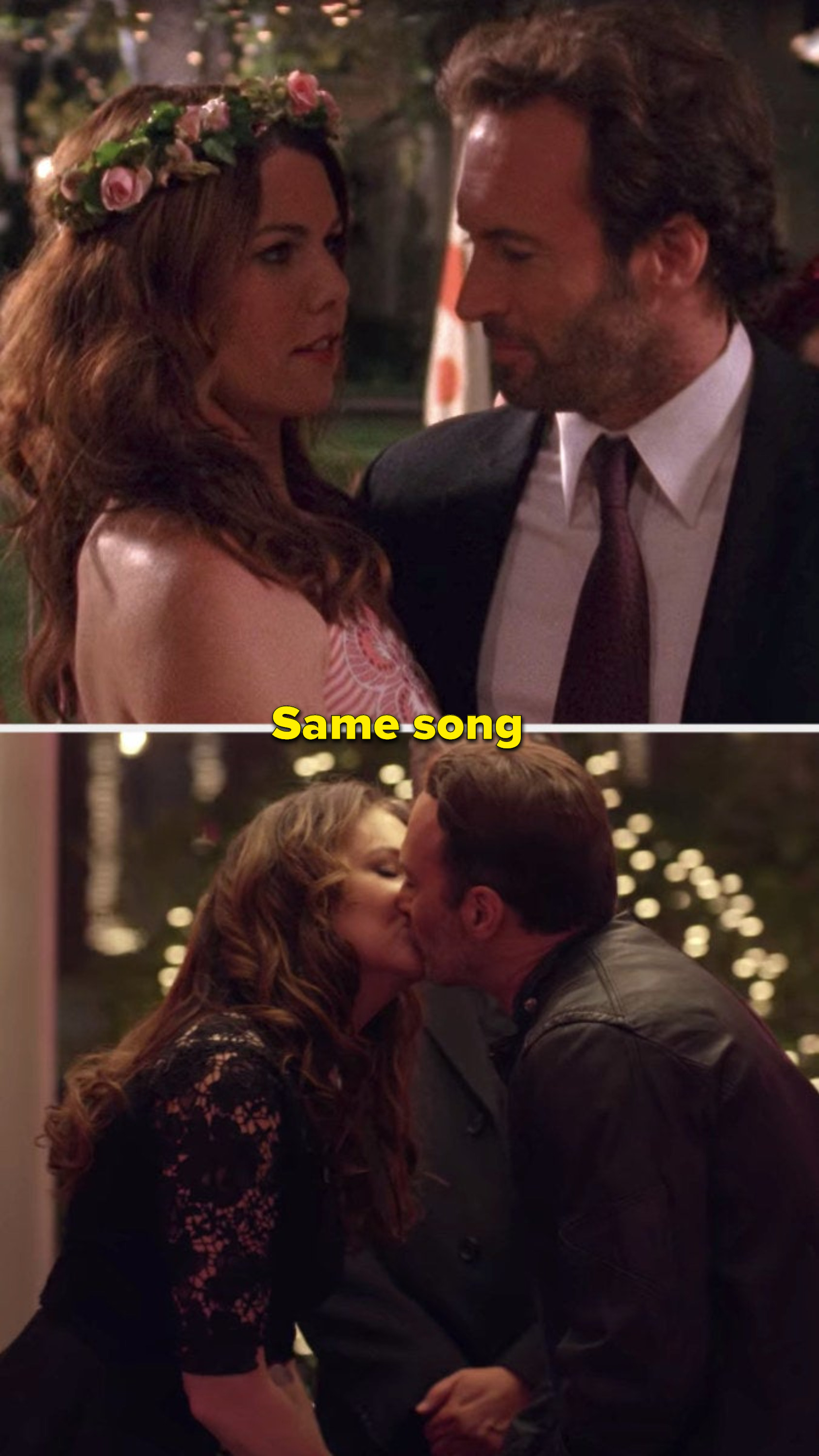 The same places when Lorelai and Luke dance and at their wedding