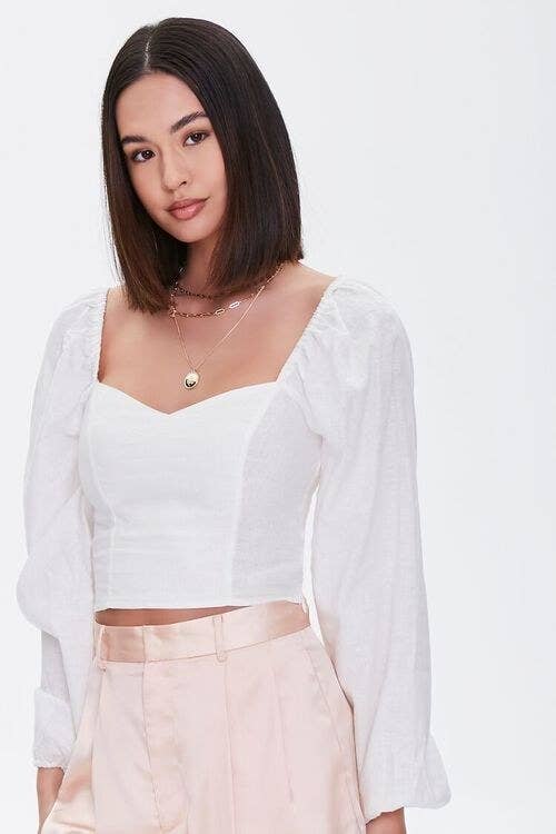 Model wearing the top in white