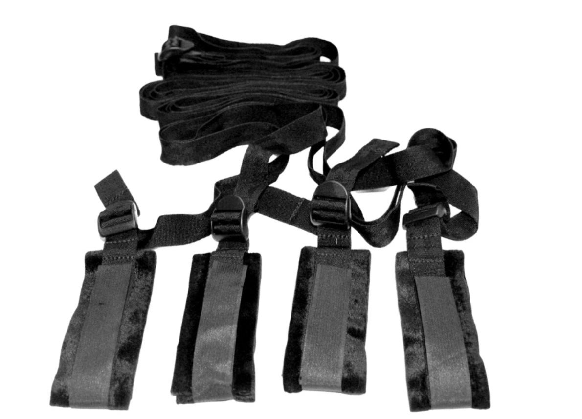 A bed restraint kit in black