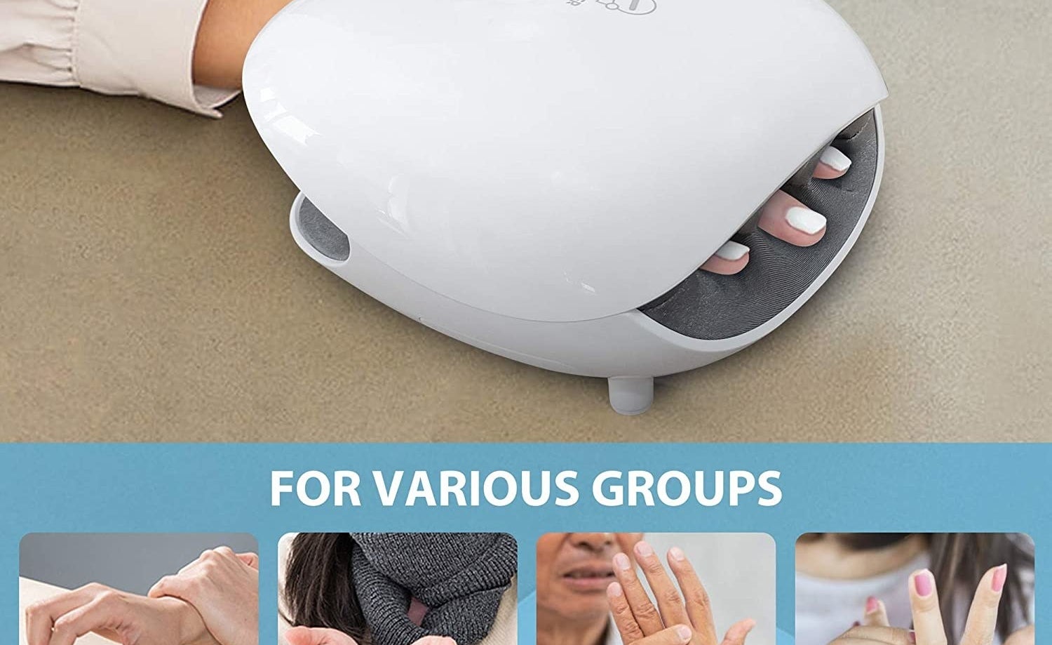 person with their hand in the massager