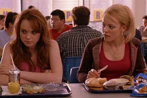 Cady and Regina eating lunch together at school 