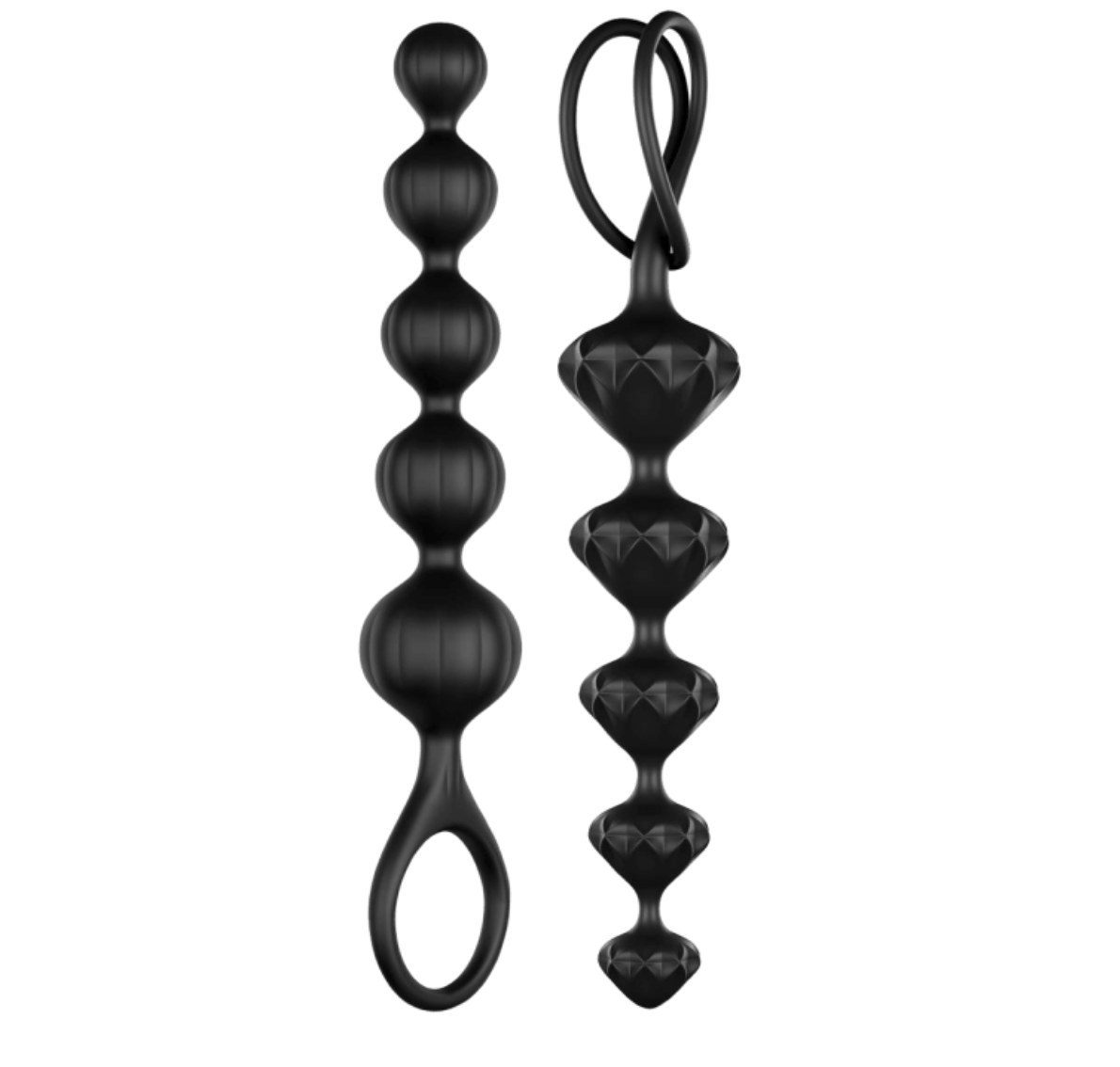 Black anal beads in varying sizes