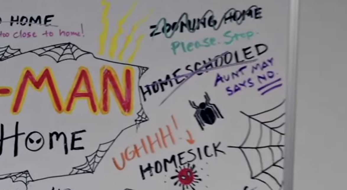 &quot;Homeschooled&quot; being crossed out on the whiteboard and it saying, &quot;Aunt May says no&quot;