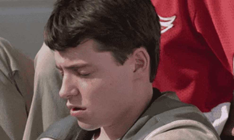 Matthew Broderick in &quot;Ferris Bueller&#x27;s Day Off&quot; cringing at the camera