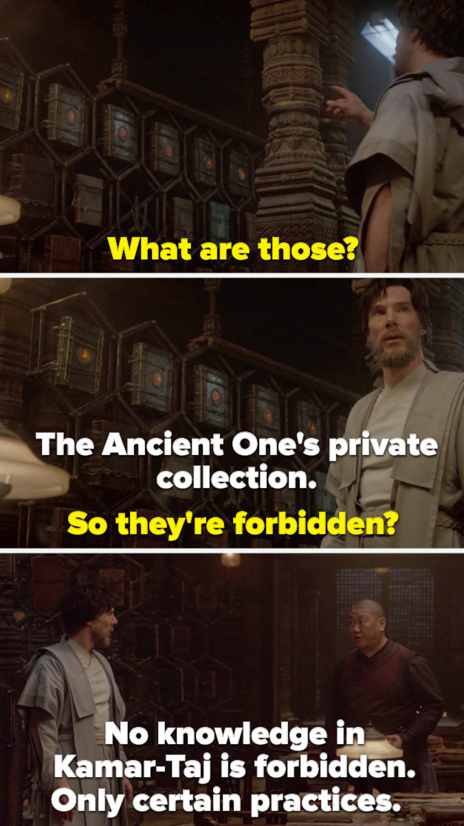 Wong telling Doctor Strange that the Ancient One&#x27;s collection isn&#x27;t forbidden, but certain practices are