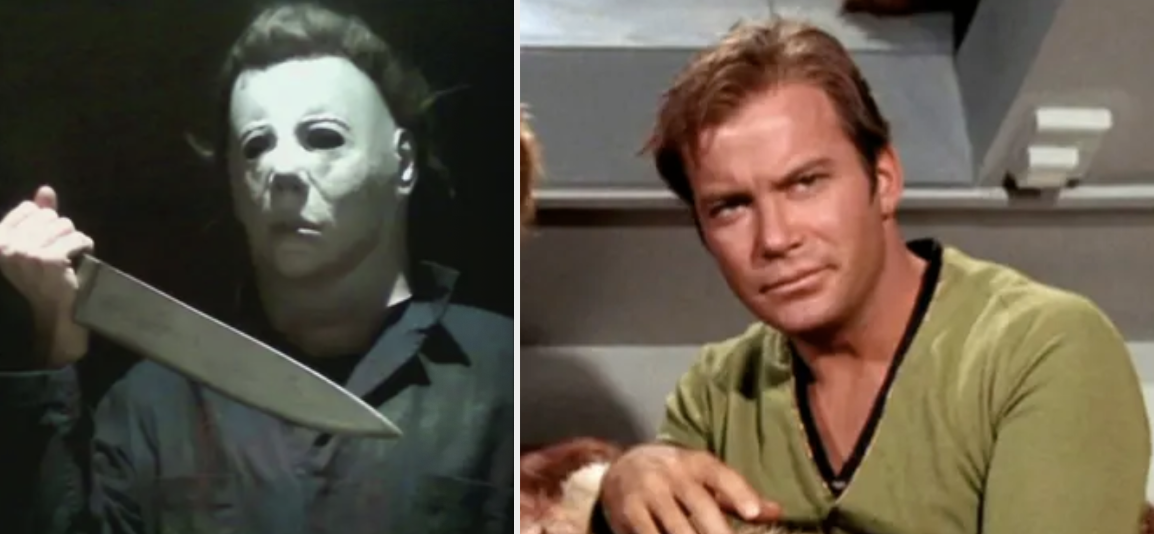 Side-by-sides of Michael Meyers and Captain Kirk