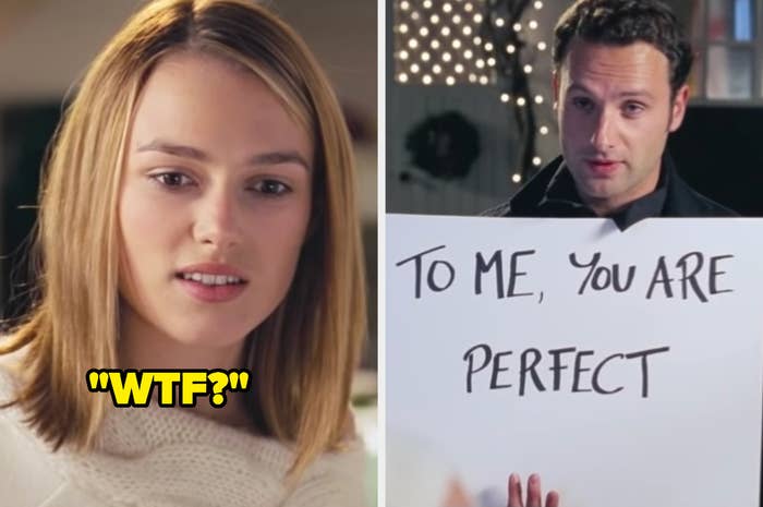 Woman with &quot;WTF?&quot; added by her face reading a man&#x27;s poster that says &quot;to me, you are perfect&quot;