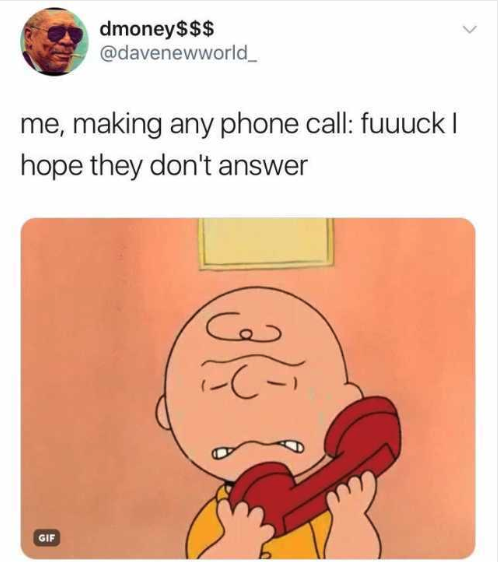 tweet about hating to pick up the phone