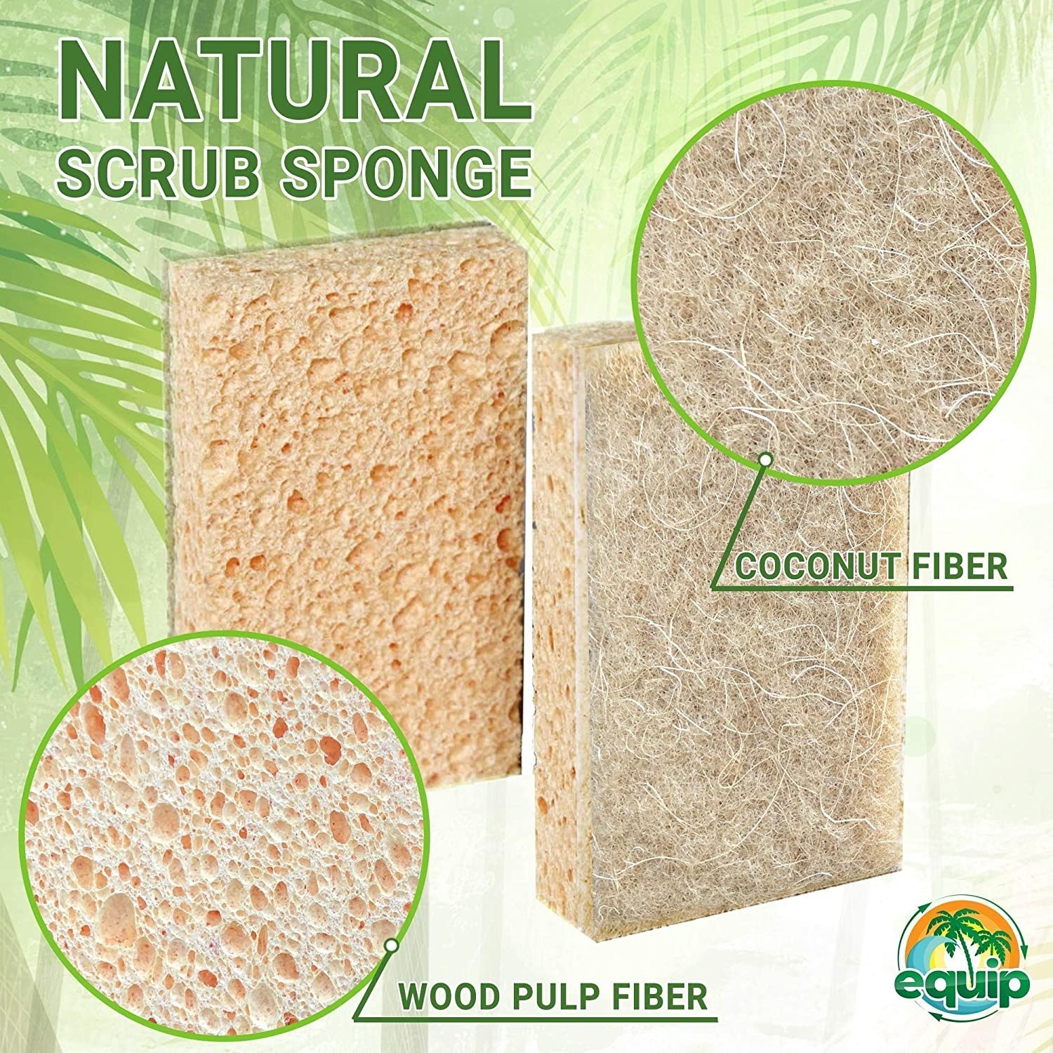 sponges made with wood pulp fiber and coconut fiber