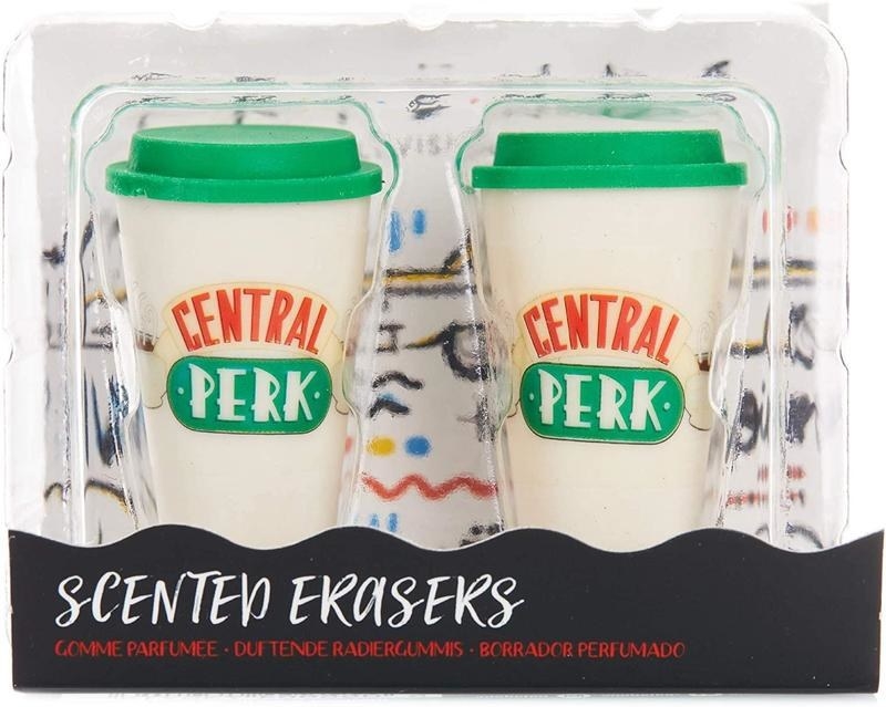 Two erasers shaped like Central Perk coffee shops 