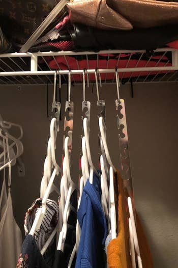 same reviewer showing the closet cascaders freeing up so much room on their clothes rack