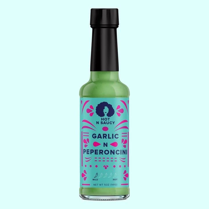 bottle of garlic and peperoncini hot sauce