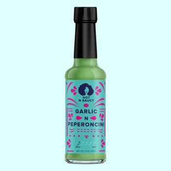 bottle of garlic and peperoncini hot sauce 