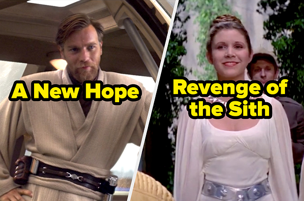 Screencaps labeled "A New Hope" and "Revenge of the Sith"