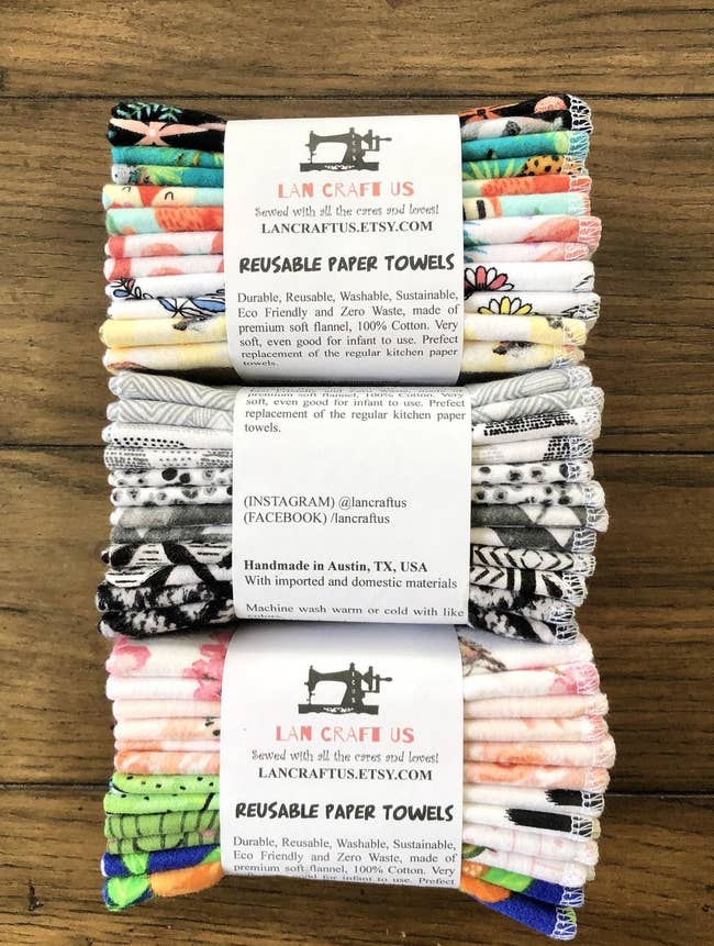 three packs of the reusable towels