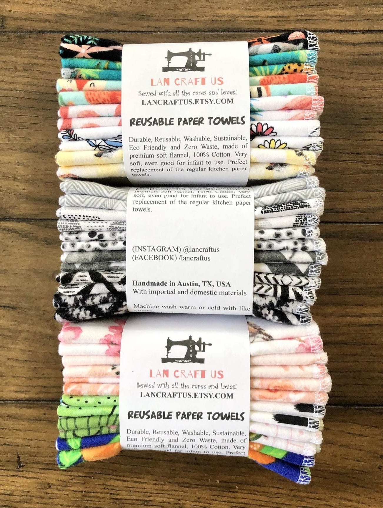 three packs of the reusable towels