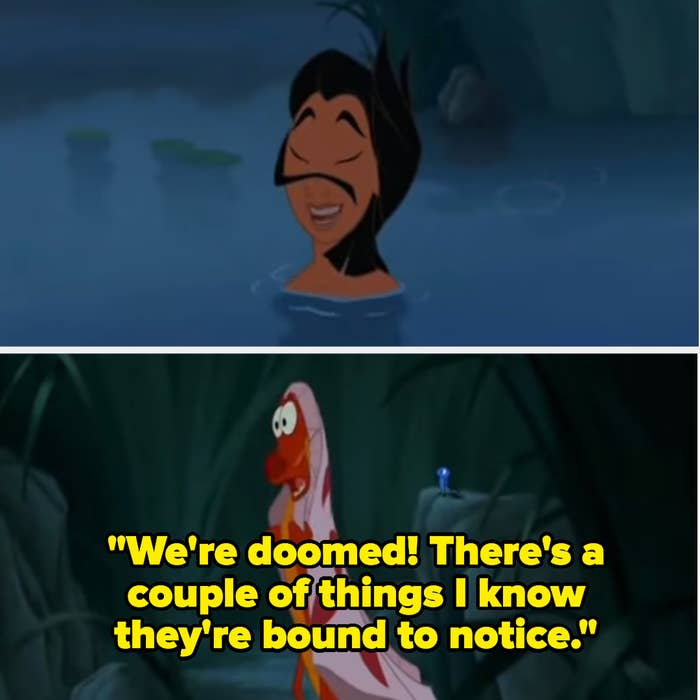 Mushu saying &quot;We&#x27;re doomed! There&#x27;s a couple of things I know they&#x27;re bound to notice.&quot;
