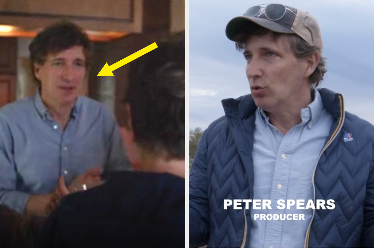 Peter acting in the movie opposite Frances and a behind-the-scenes shot on set