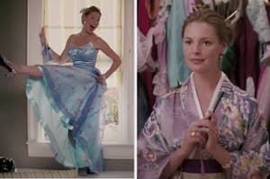 side by side images of Katherine Heigl in 27 dresses
