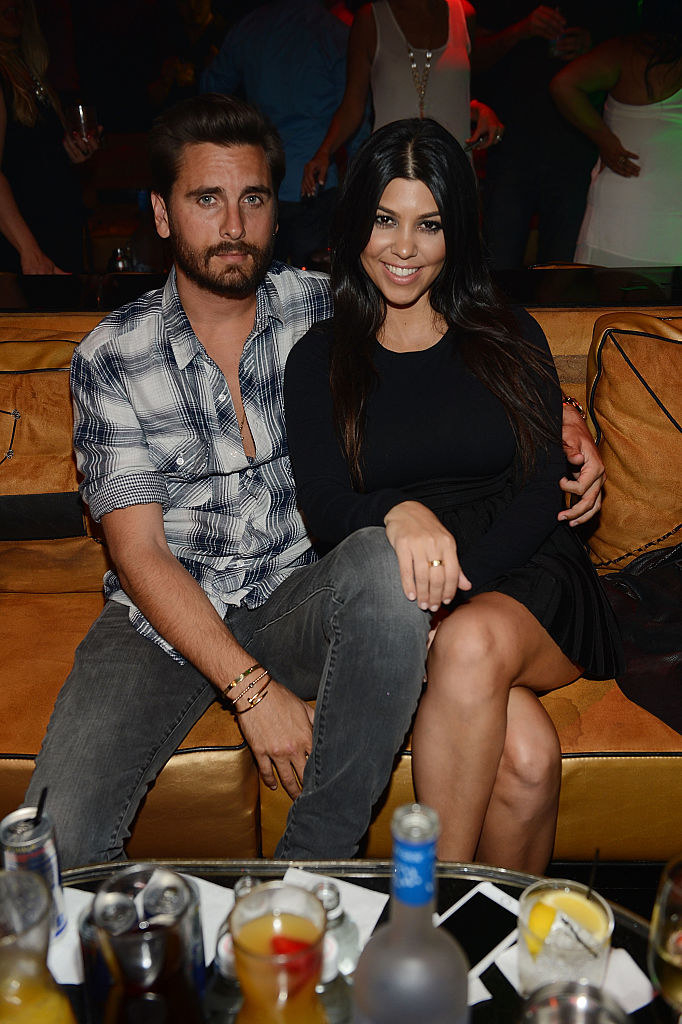 Scott Disick (L) and Kourtney Kardashian celebrate Kourtney Kardashian&#x27;s birthday in 2015 