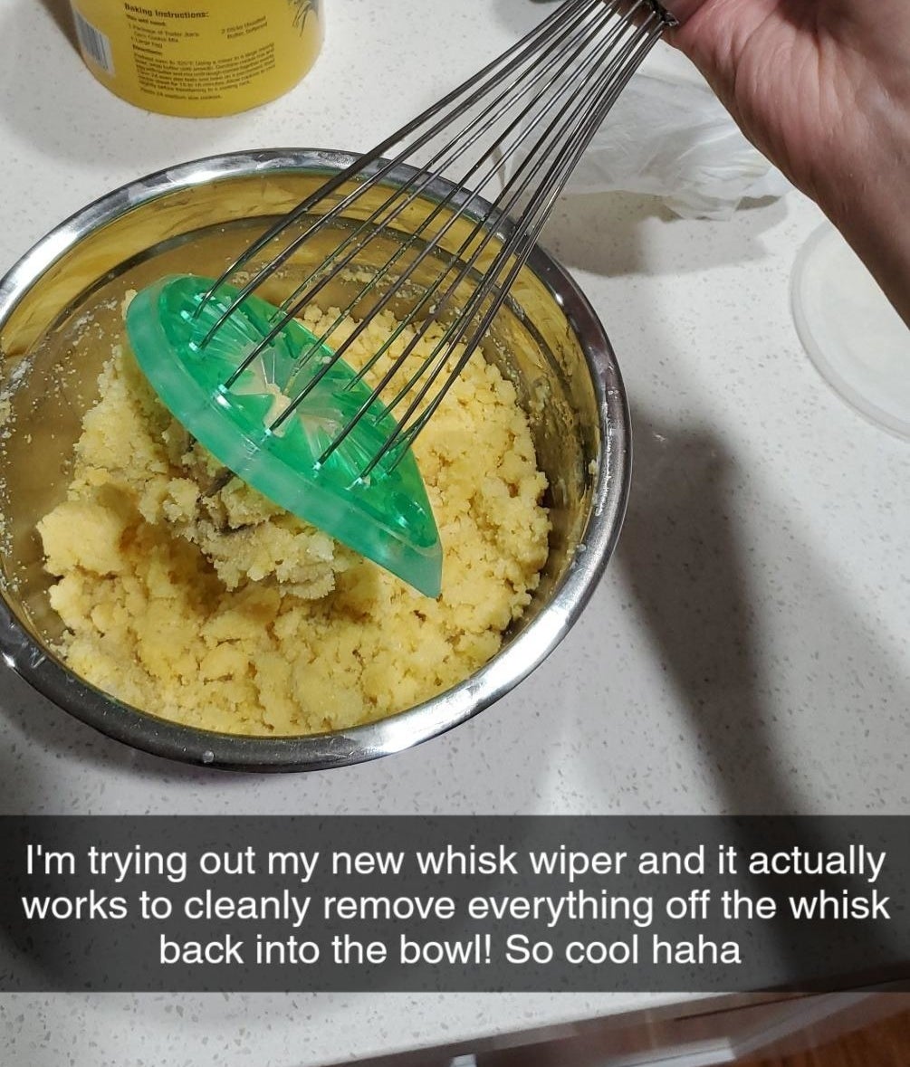 reviewer photo showing the whisk wiper in their bowl of batter