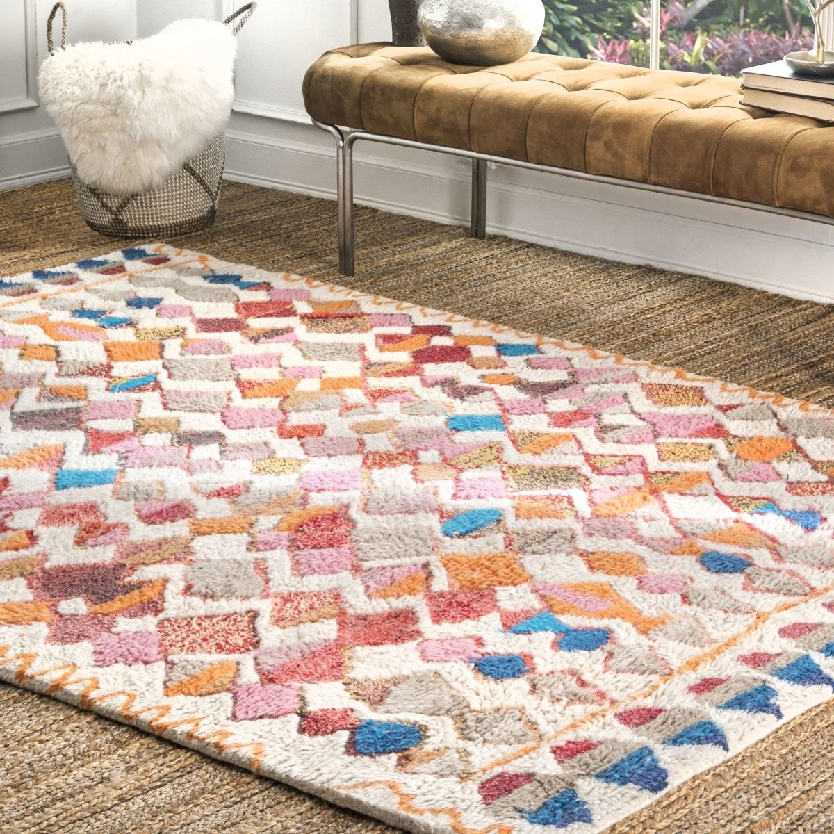 the multicolor Diamond Shag Area Rug in a room