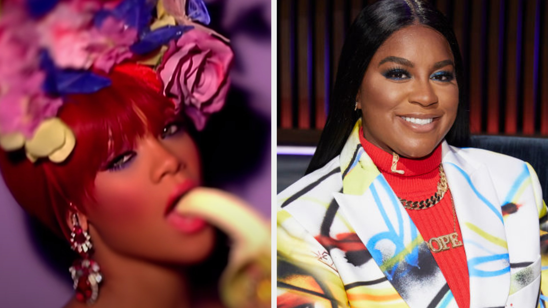 Rihanna in the &quot;S&amp;amp;M&quot; music video; Ester Dean posing for an episode of &quot;Songland&quot; Season 2