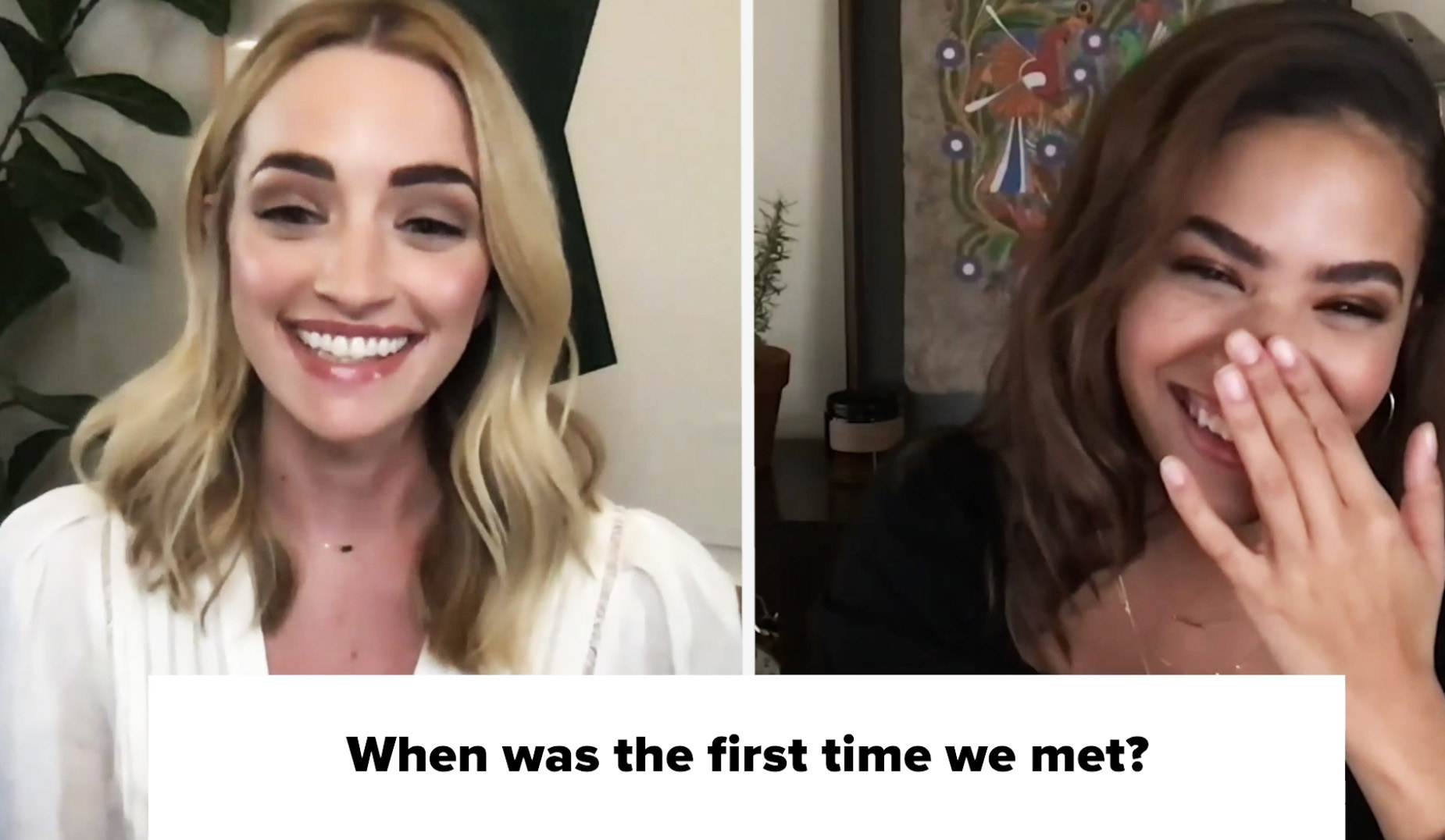 Brianne Howey and Antonia Gentry laughing