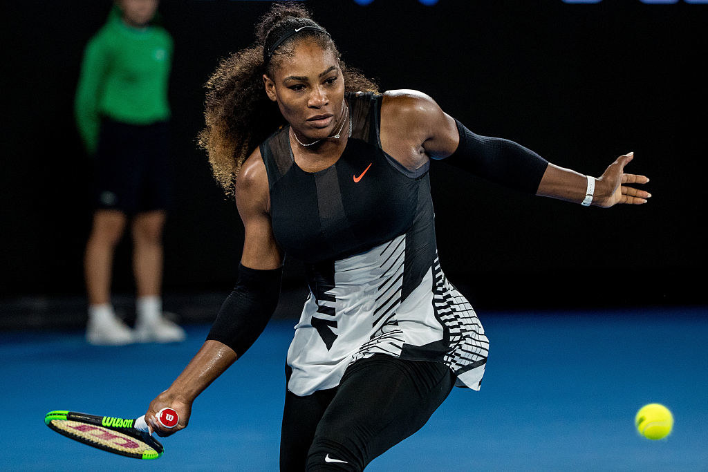 SerenaWilliams returns the ball during the Womens Singles Final of the 2017 Australian Open