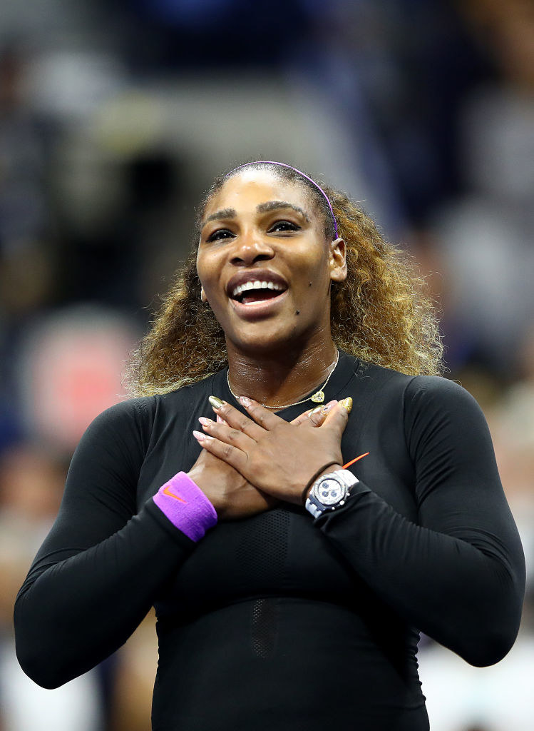 Serena Williams shows her emotion to the crowd after winning her Women&#x27;s Singles semi-final match against Elina Svitolina
