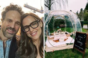 Mark Ruffalo and Jennifer Garner's 13 going on 30 reunion side by side with Lana Condor's picnic
