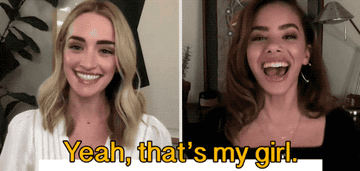 A gif of Brianne saying, &quot;Yeah, that&#x27;s my girl&quot;