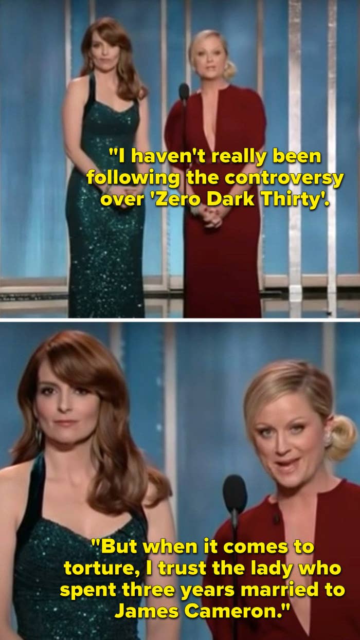 Poehler says, &quot;I haven&#x27;t really been following the controversy over &#x27;Zero Dark Thirty&#x27;, But when it comes to torture, I trust the lady who spent three years married to James Cameron&quot;