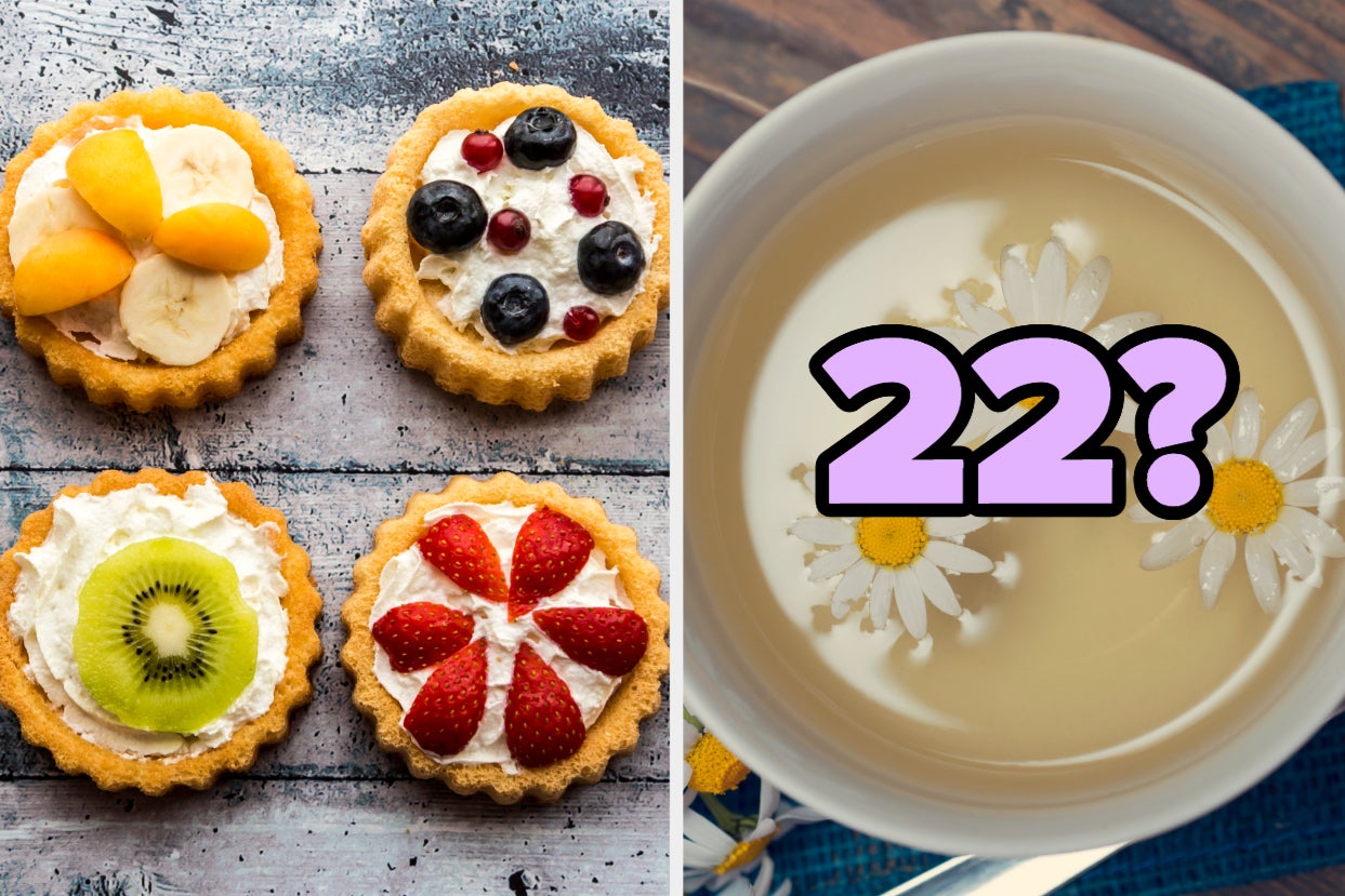 Fruit tarts and a cup of tea with