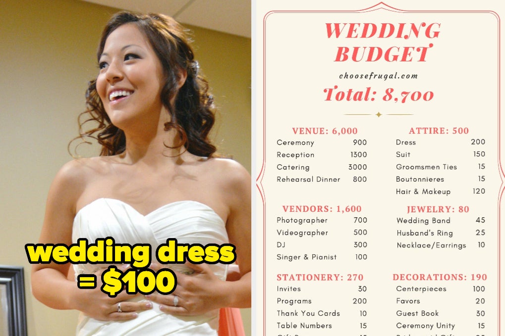 woman in a wedding dress that cost $100