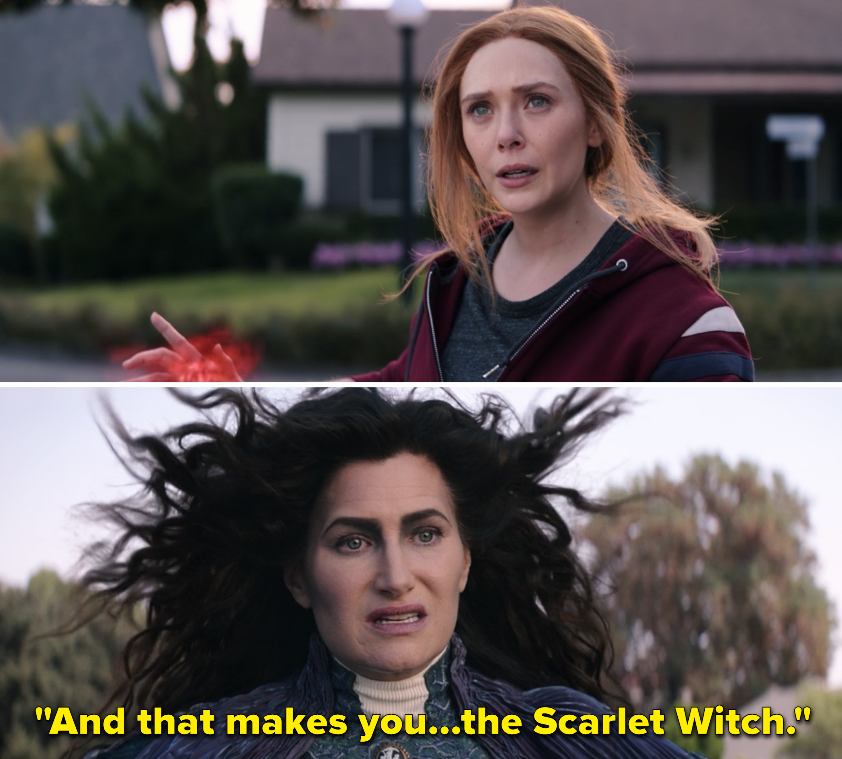 Agatha telling Wanda, &quot;And that makes you...the Scarlet Witch&quot;