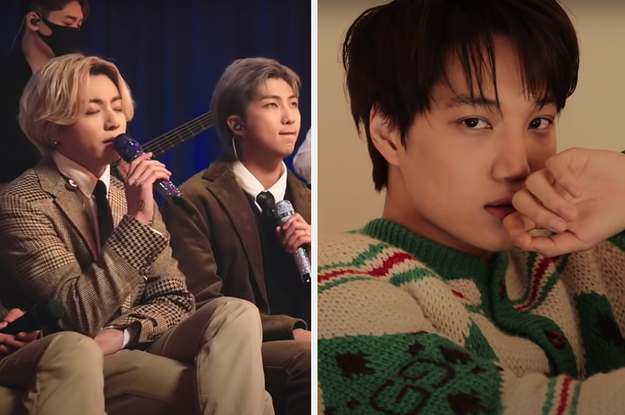 Jungkook and RM of BTS and Kai from EXO