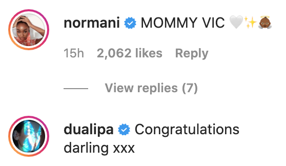 Supportive comments from Normani and Dua Lipa