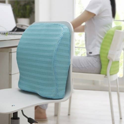 A memory foam back pillow on a chair