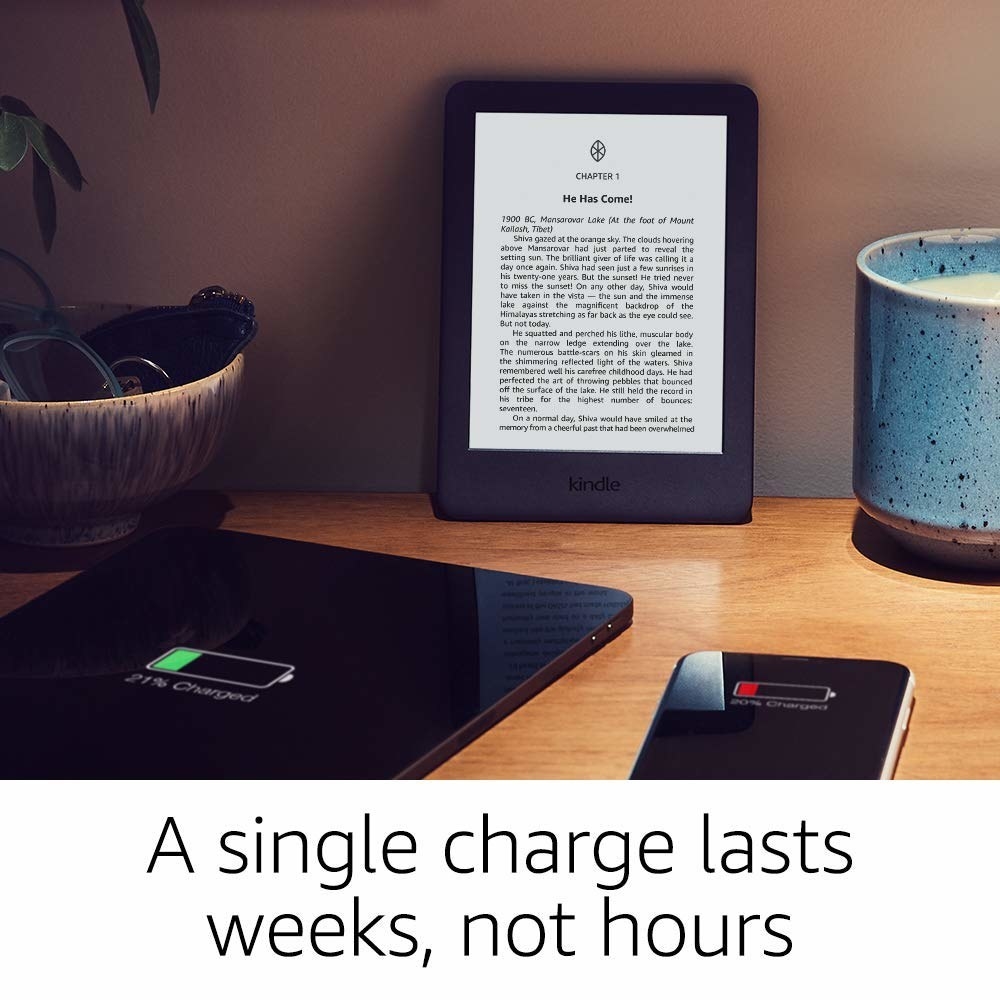 A Kindle on a table 