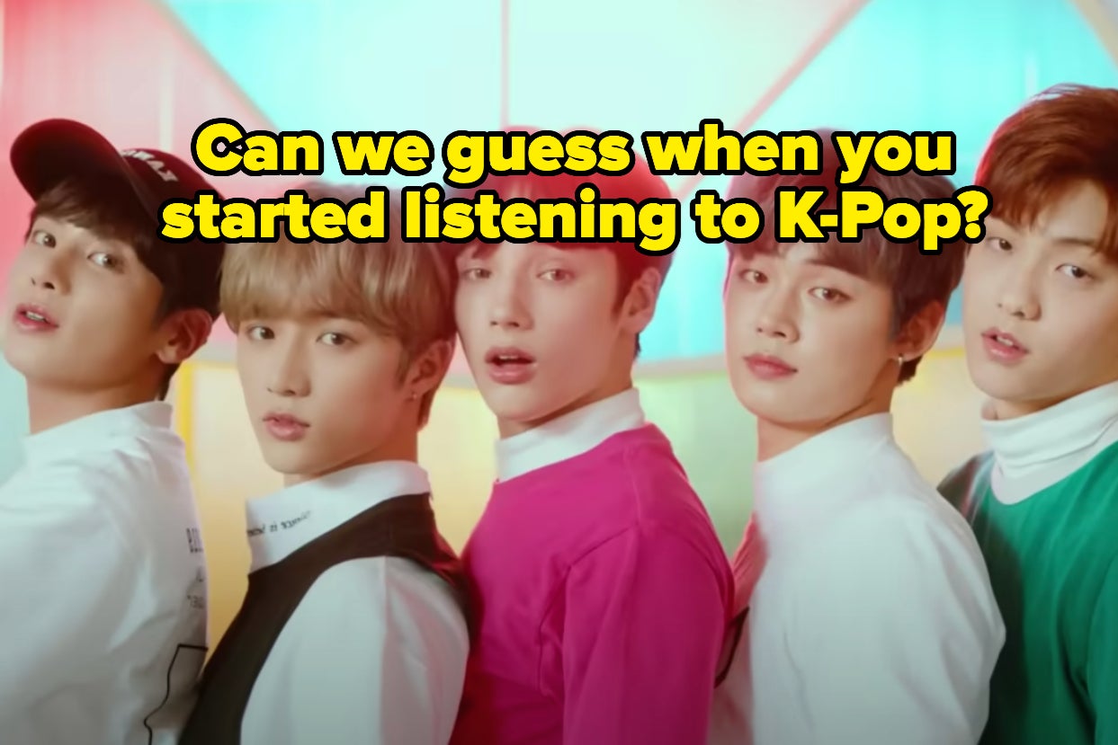 The K-Pop group TXT are lined up with a caption that reads: