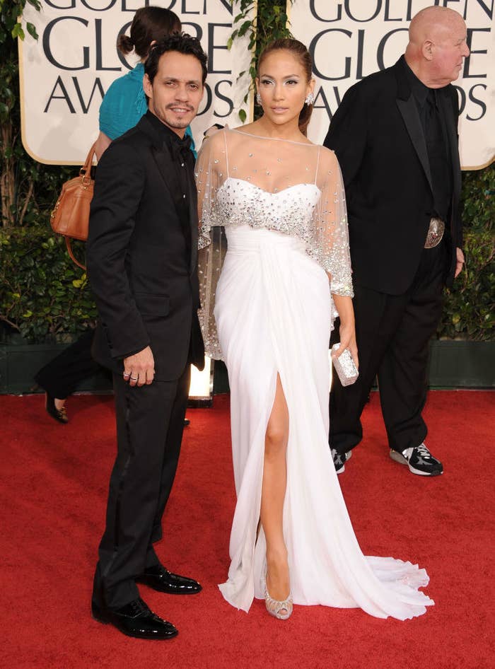 J. Lo and Marc posing on the red carpet